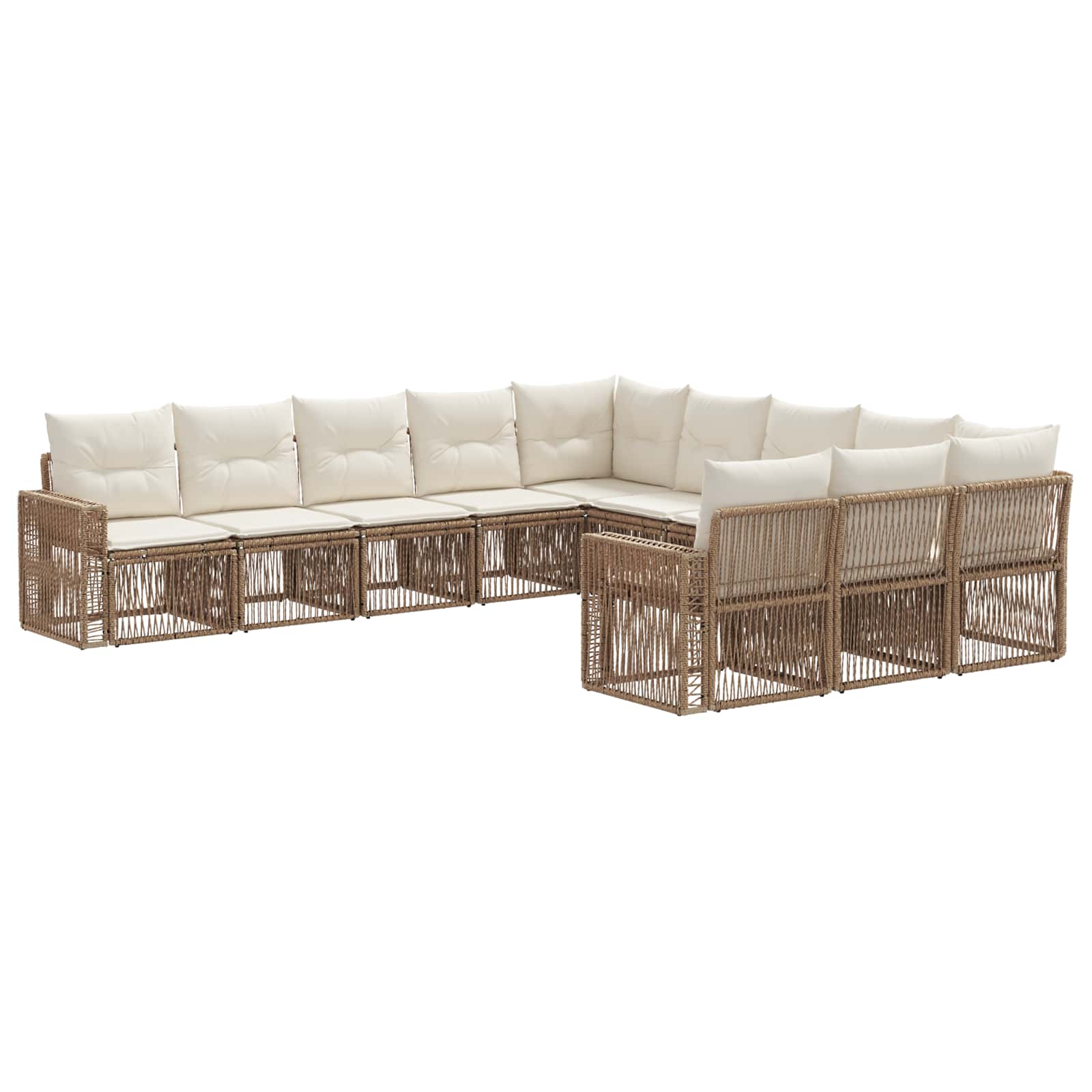 vidaXL Tuinbankenset 12 pcs Zwart en Cream Wit poly rattan