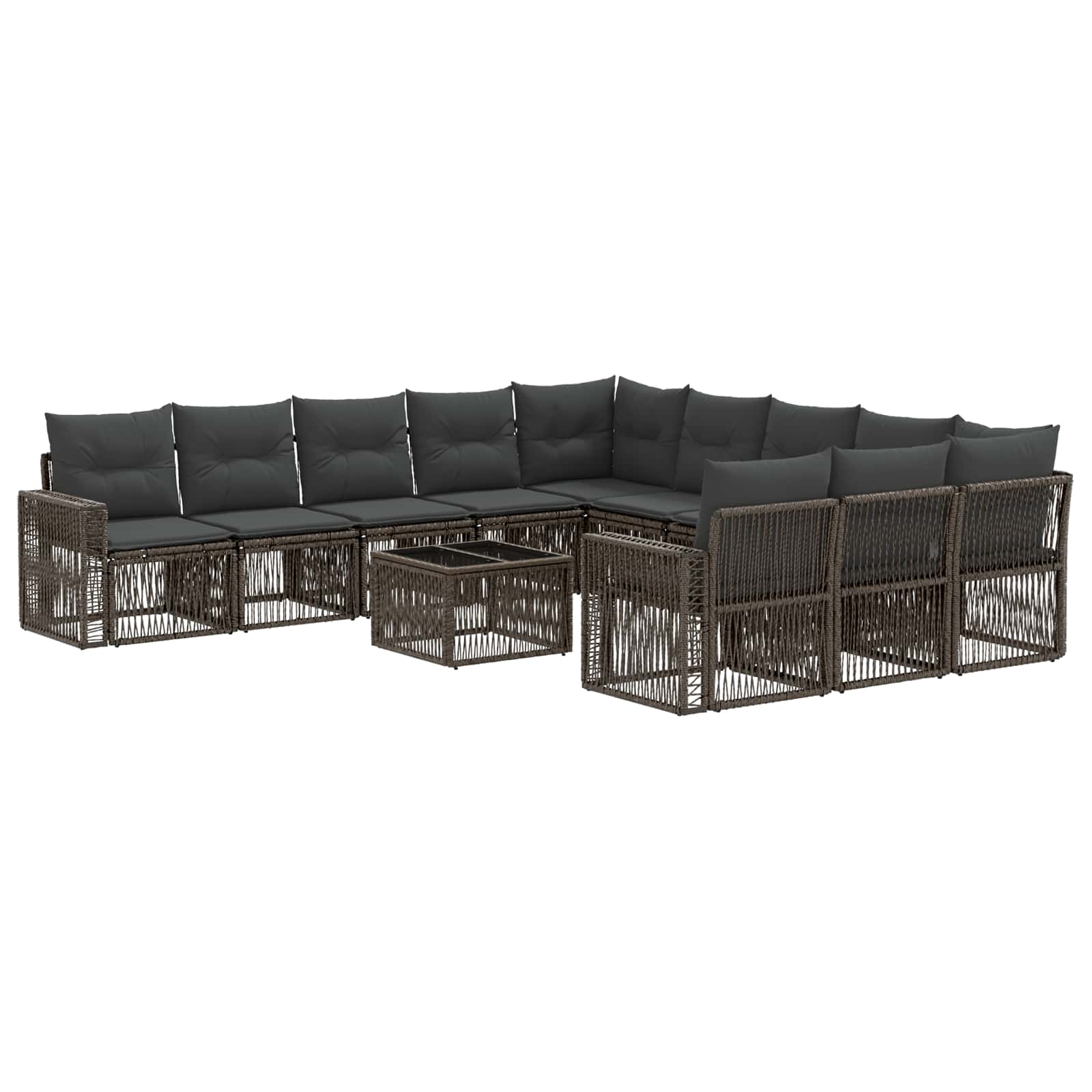 vidaXL Tuinbankenset 12 pcs Zwart en Cream Wit poly rattan