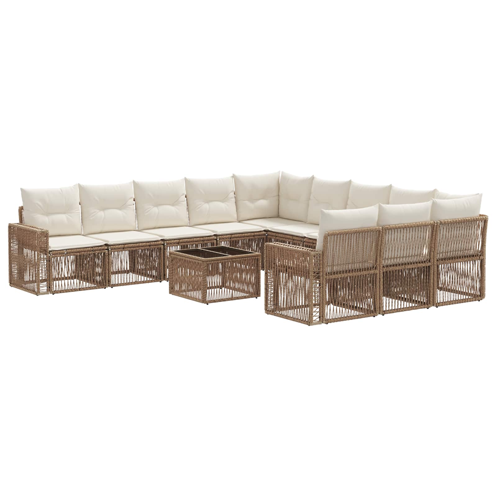 vidaXL Tuinbankenset 12 pcs Zwart en Cream Wit poly rattan