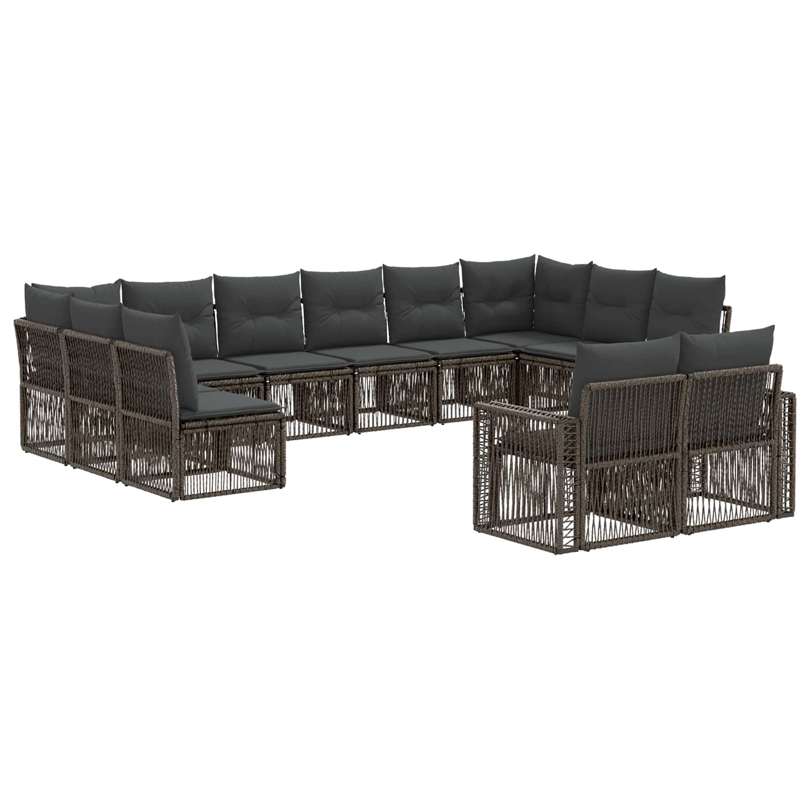 vidaXL Tuinbankenset 13 pcs Zwart en Cream Wit poly rattan