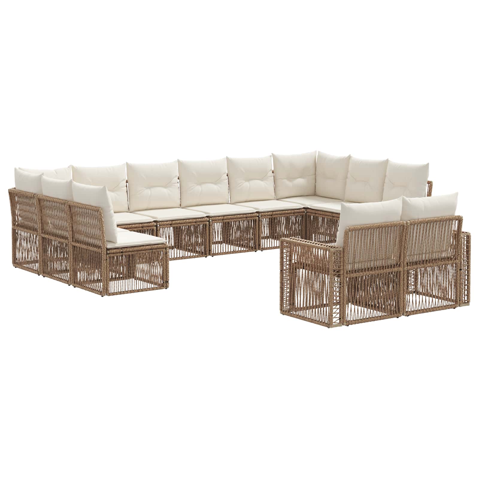 vidaXL Tuinbankenset 13 pcs Zwart en Cream Wit poly rattan