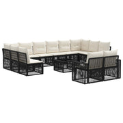 vidaXL Tuinbankenset 13 pcs Zwart en Cream Wit poly rattan