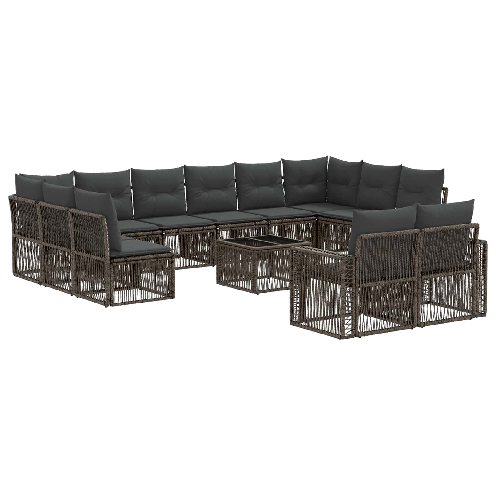 vidaXL Tuinbankenset 13 pcs Zwart en Cream Wit poly rattan