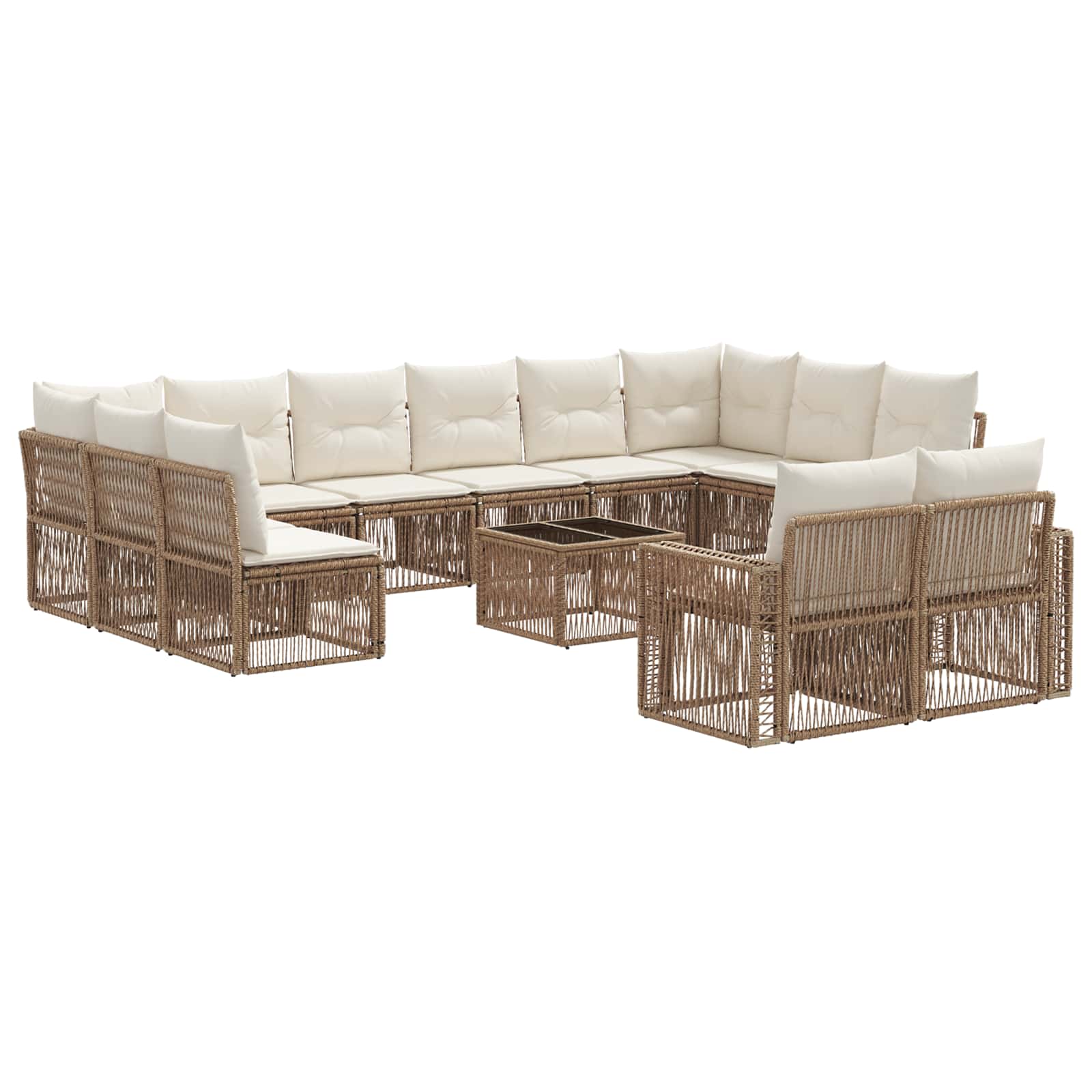 vidaXL Tuinbankenset 13 pcs Zwart en Cream Wit poly rattan