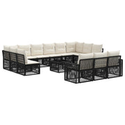 vidaXL Tuinbankenset 14 pcs Zwart en Cream Wit poly rattan