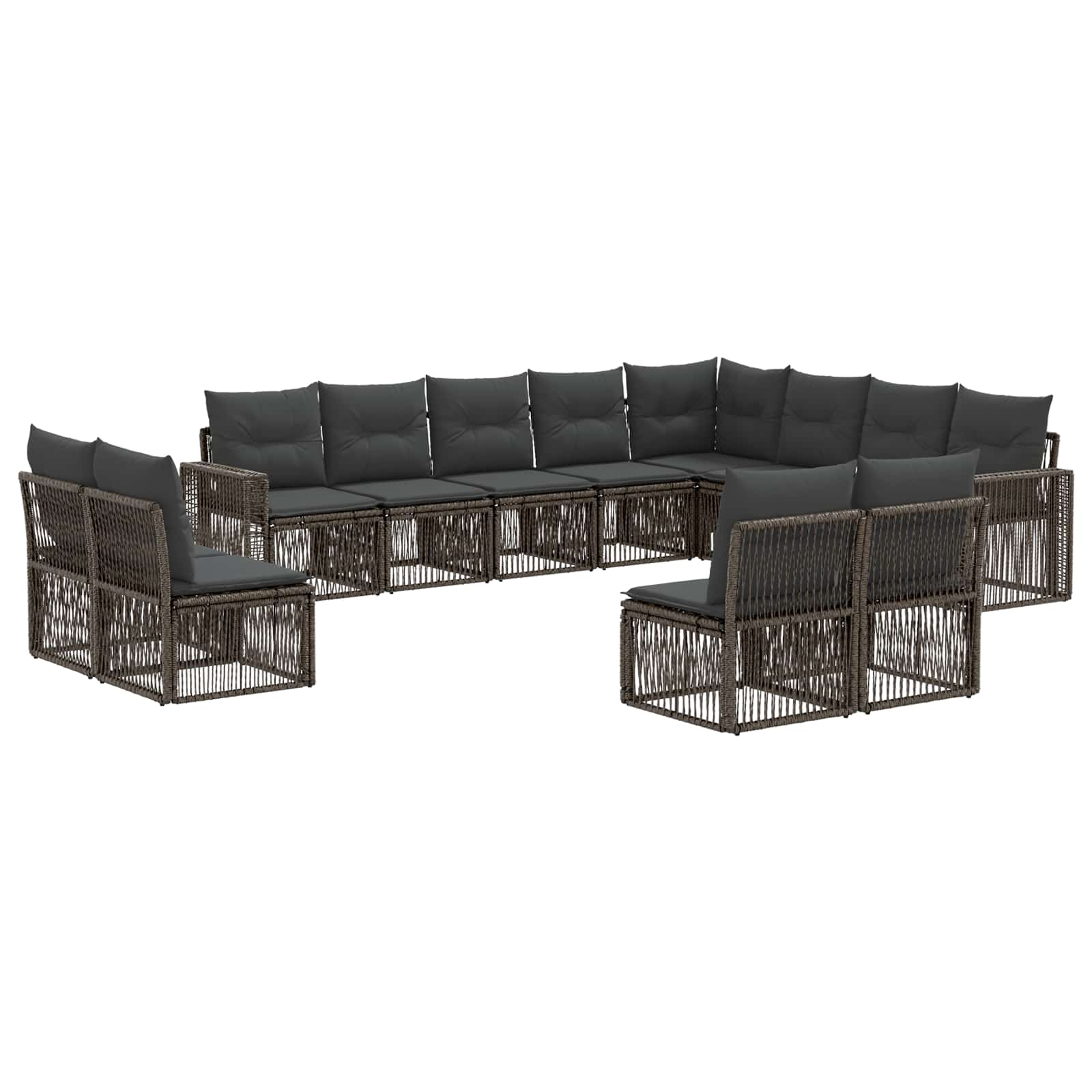 vidaXL Tuinbankenset 13 pcs Zwart en Cream Wit poly rattan