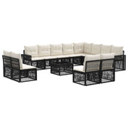 vidaXL Tuinbankenset 13 pcs Zwart en Cream Wit poly rattan