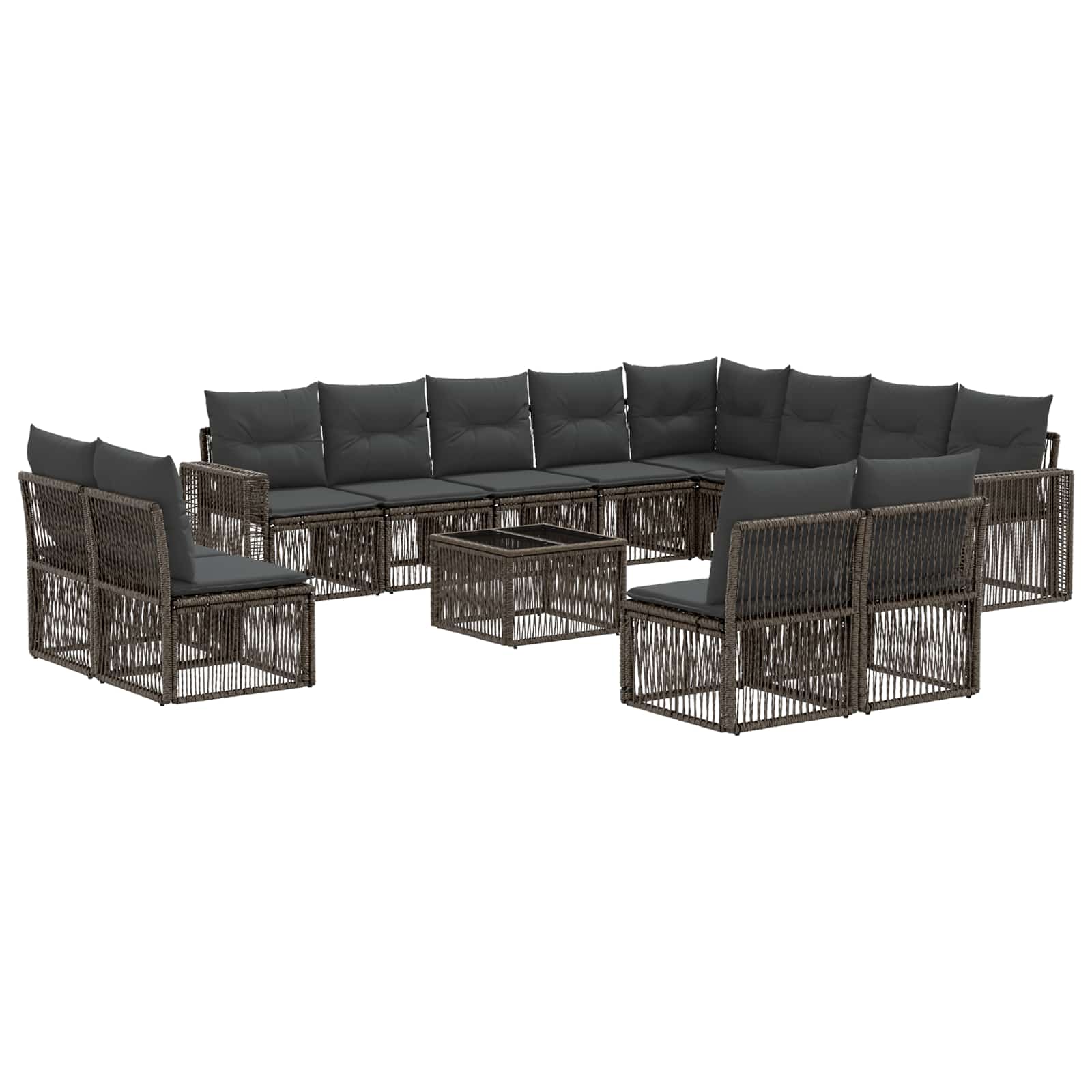 vidaXL Tuinbankenset 13 pcs Zwart en Cream Wit poly rattan