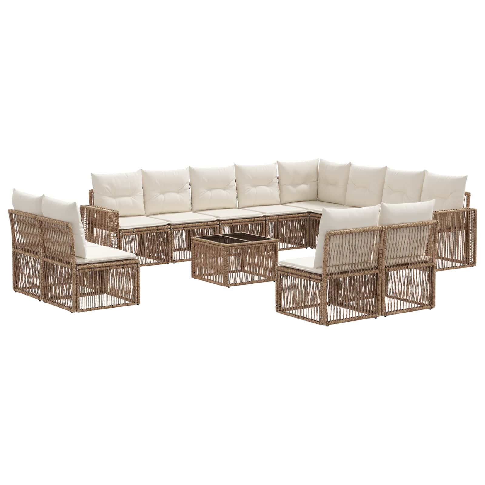 vidaXL Tuinbankenset 13 pcs Zwart en Cream Wit poly rattan