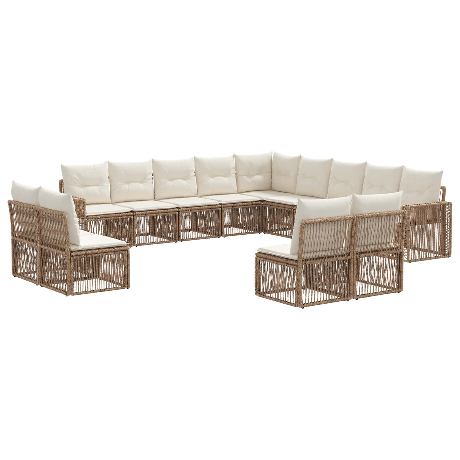 vidaXL Tuinbankenset 14 pcs Zwart en Cream Wit poly rattan