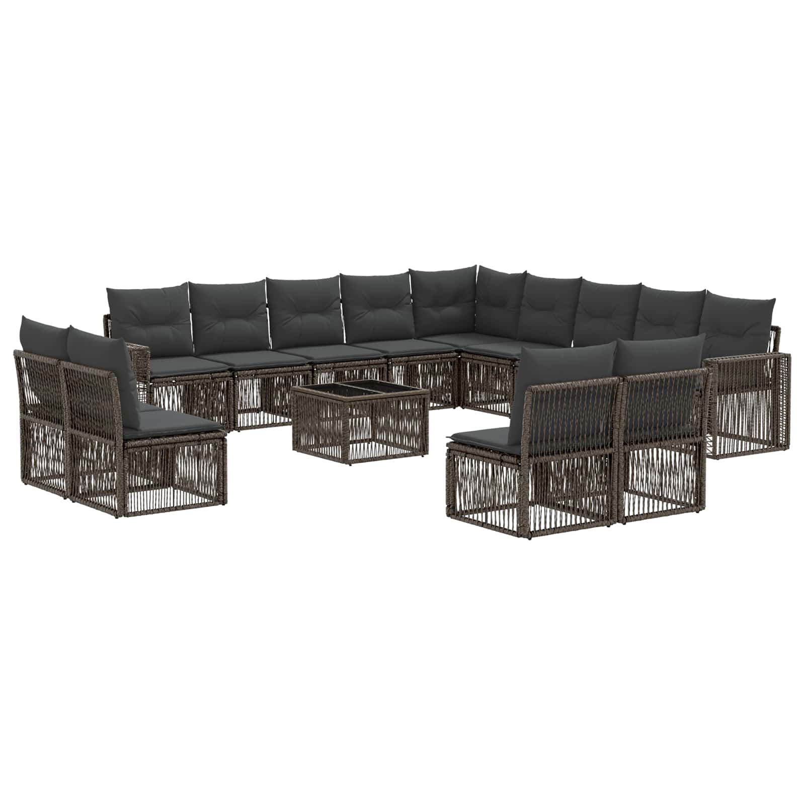 vidaXL Tuinbankenset 14 pcs Zwart en Cream Wit poly rattan