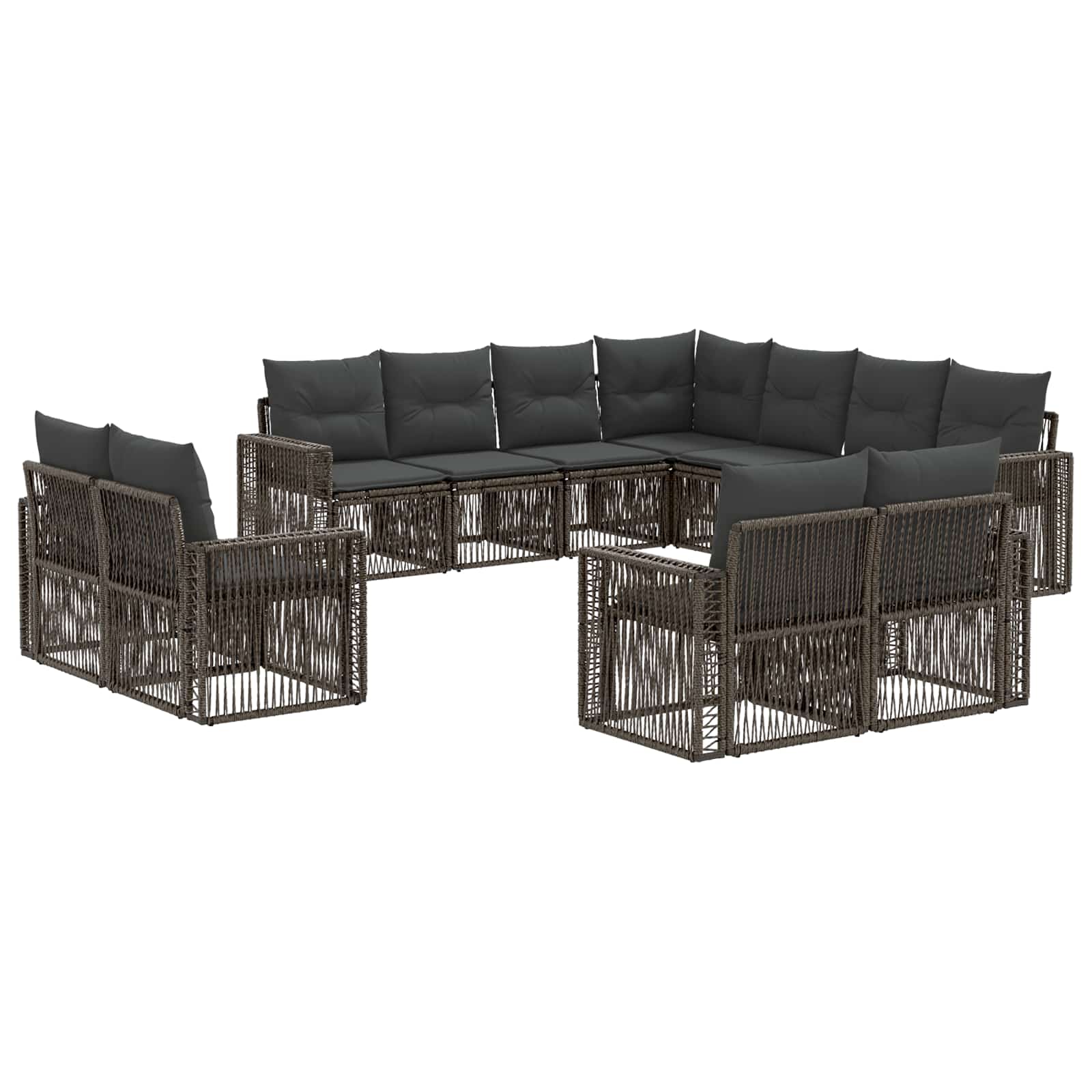 vidaXL Tuinbankenset 12 pcs Zwart en Cream Wit poly rattan