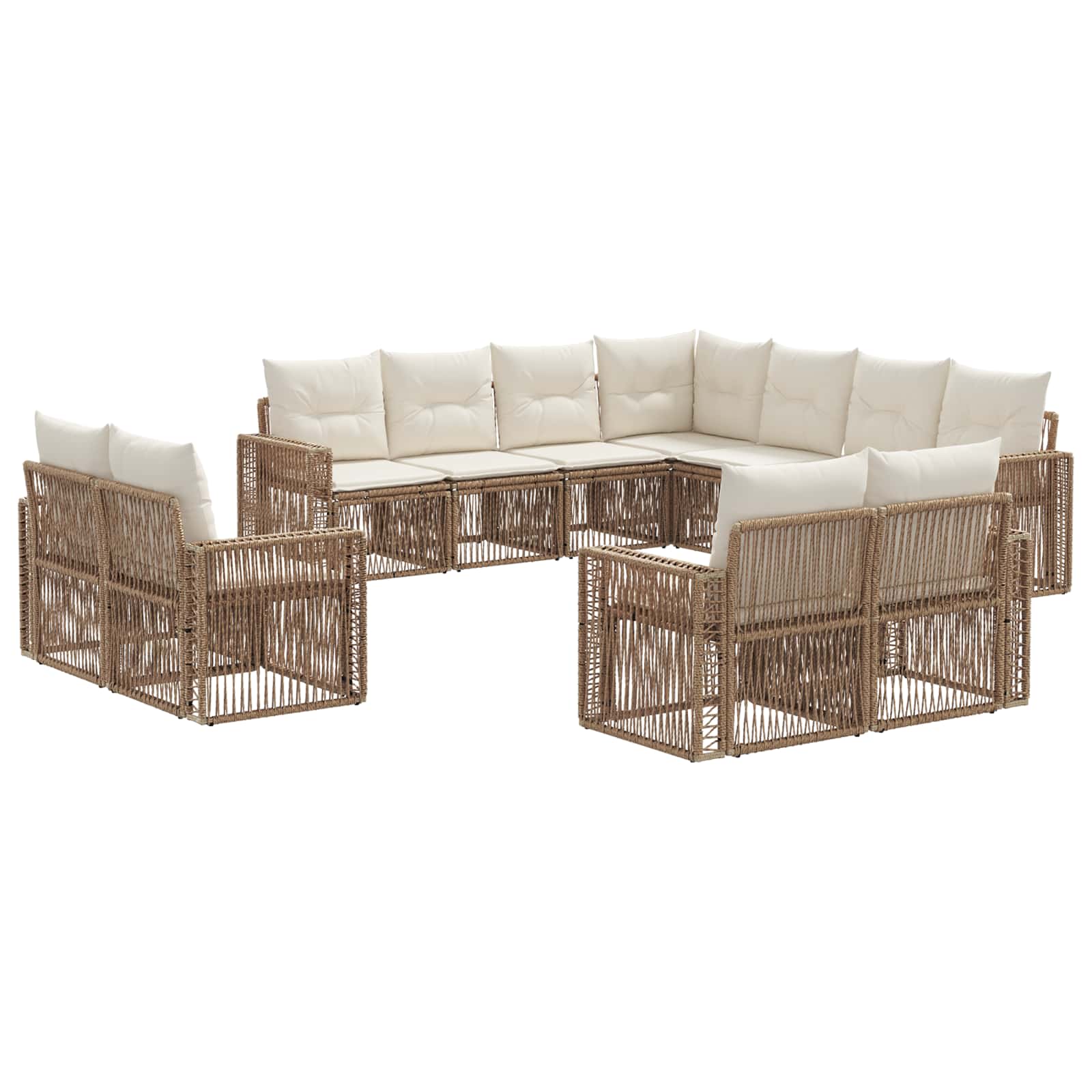vidaXL Tuinbankenset 12 pcs Zwart en Cream Wit poly rattan