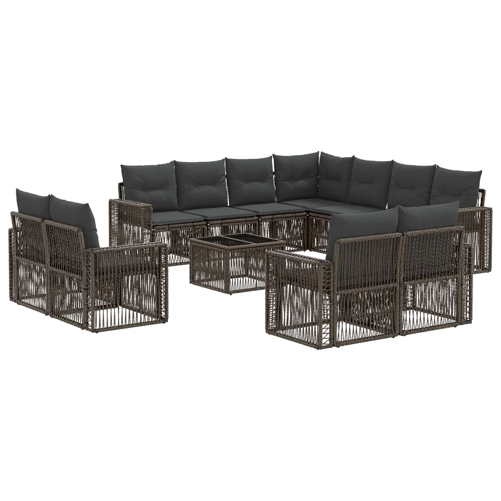 vidaXL Tuinbankenset 12 pcs Zwart en Cream Wit poly rattan