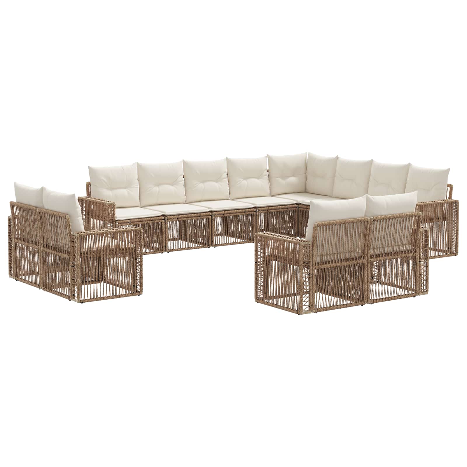 vidaXL Tuinbankenset 13 pcs Zwart en Cream Wit poly rattan