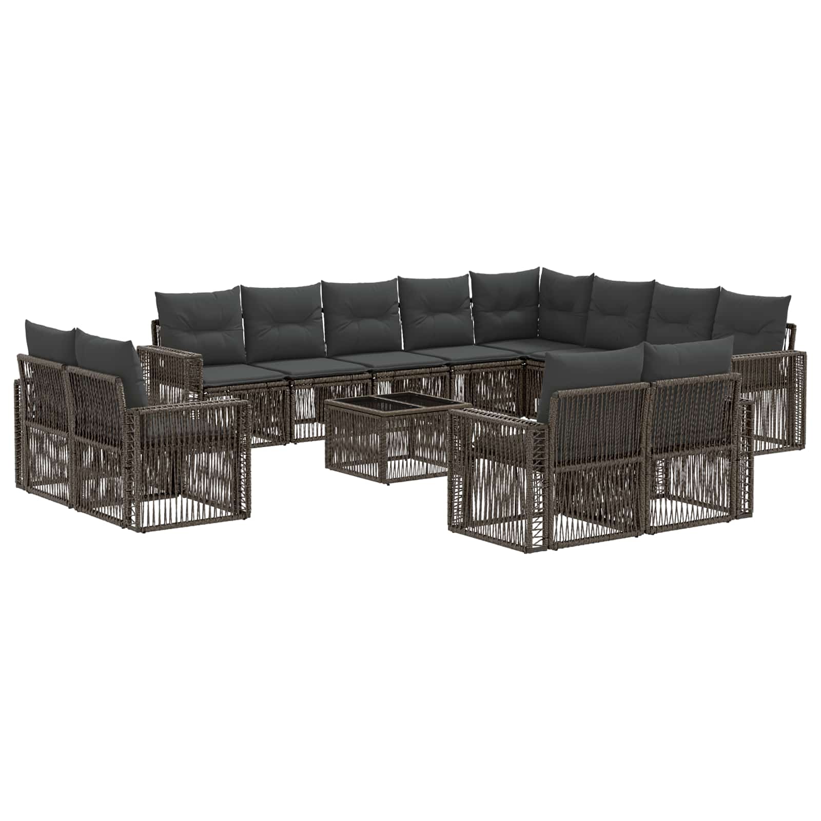 vidaXL Tuinbankenset 13 pcs Zwart en Cream Wit poly rattan