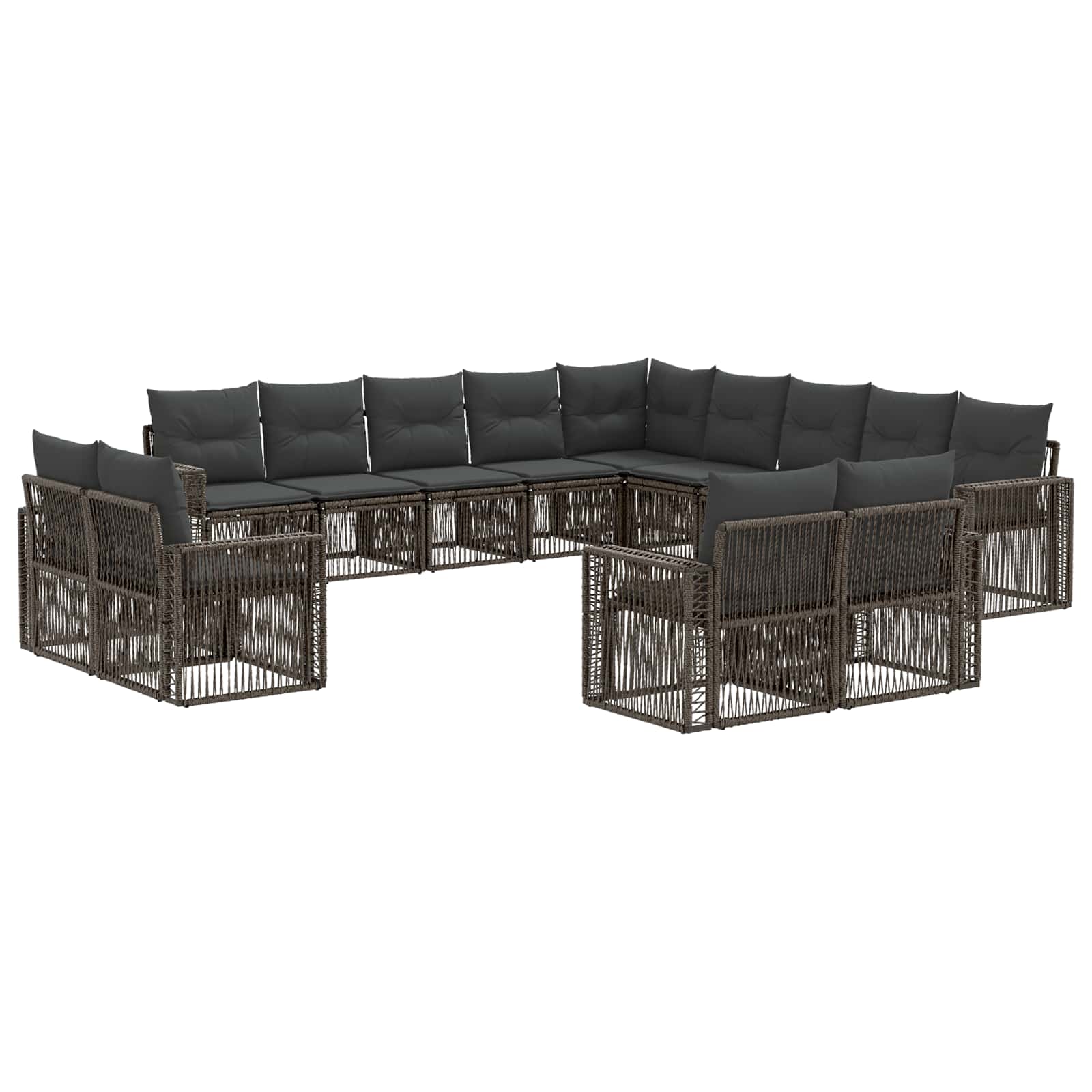 vidaXL Tuinbankenset 14 pcs Zwart en Cream Wit poly rattan