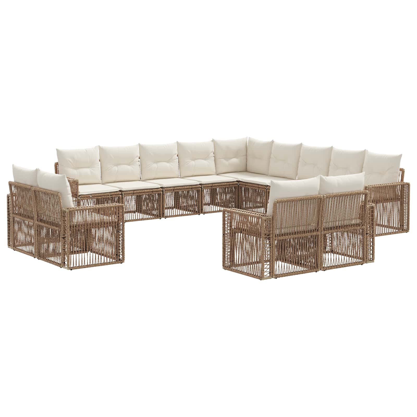 vidaXL Tuinbankenset 14 pcs Zwart en Cream Wit poly rattan