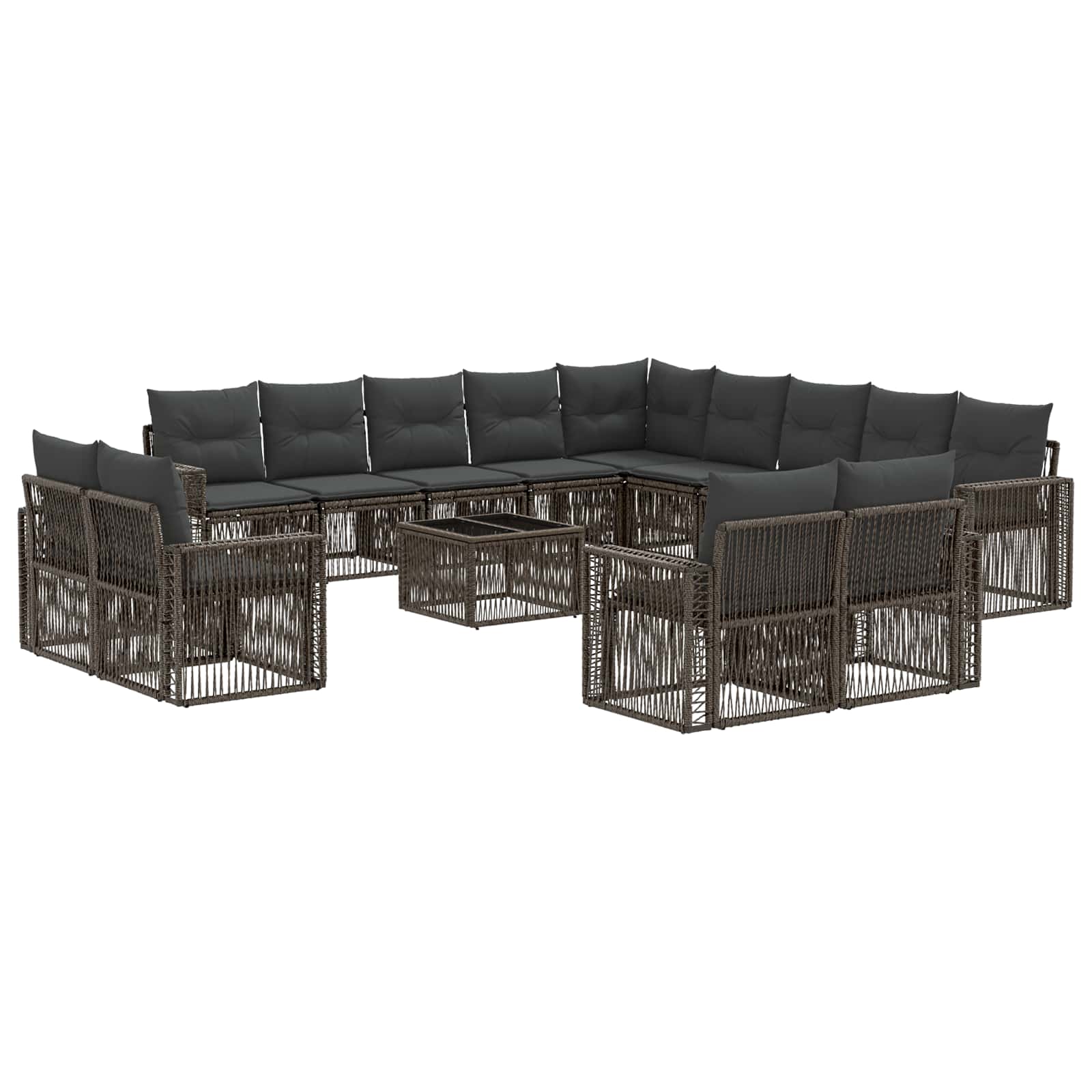 vidaXL Tuinbankenset 14 pcs Zwart en Cream Wit poly rattan