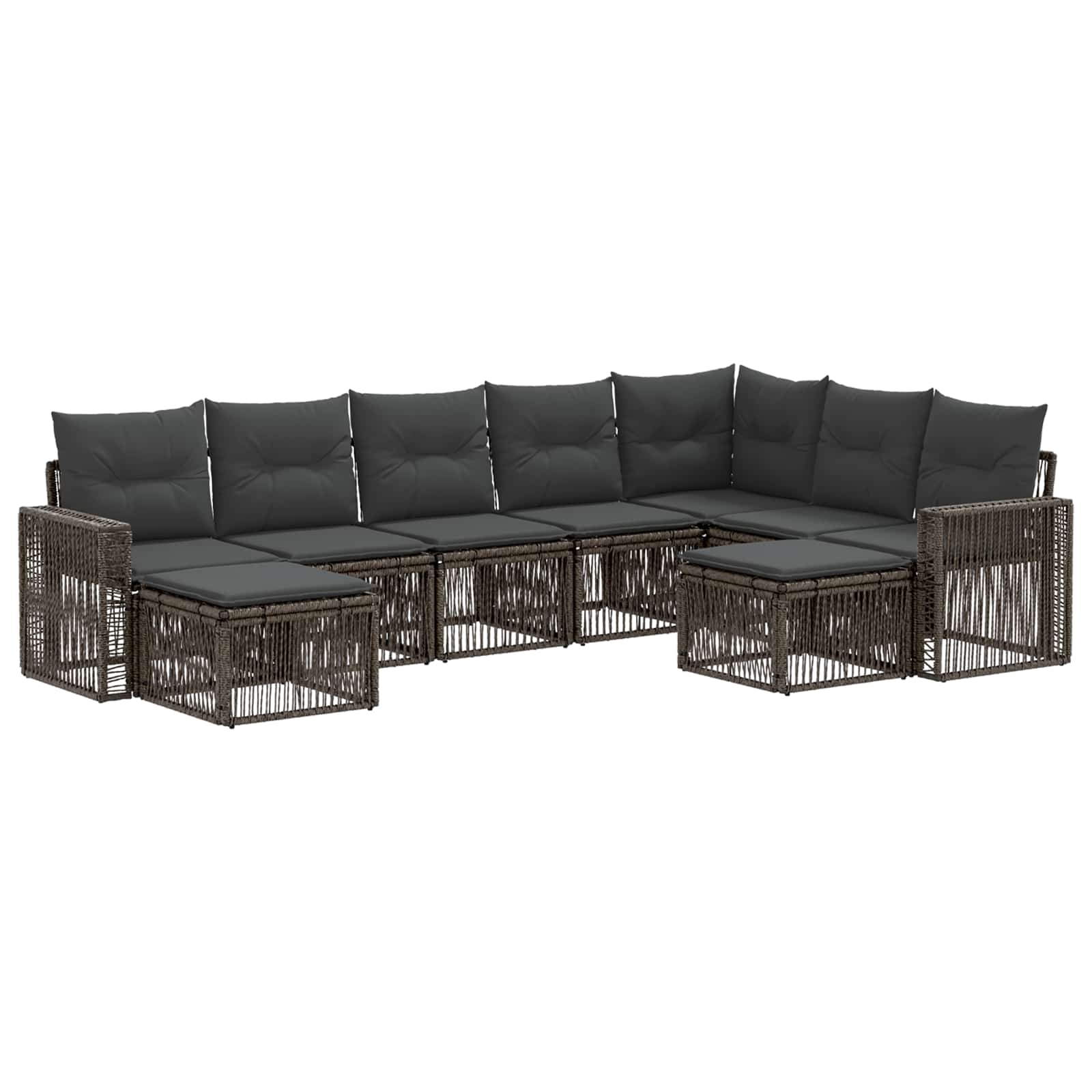 vidaXL Tuinbankenset 10 pcs Zwart en Cream Wit poly rattan