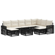 vidaXL Tuinbankenset 10 pcs Zwart en Cream Wit poly rattan