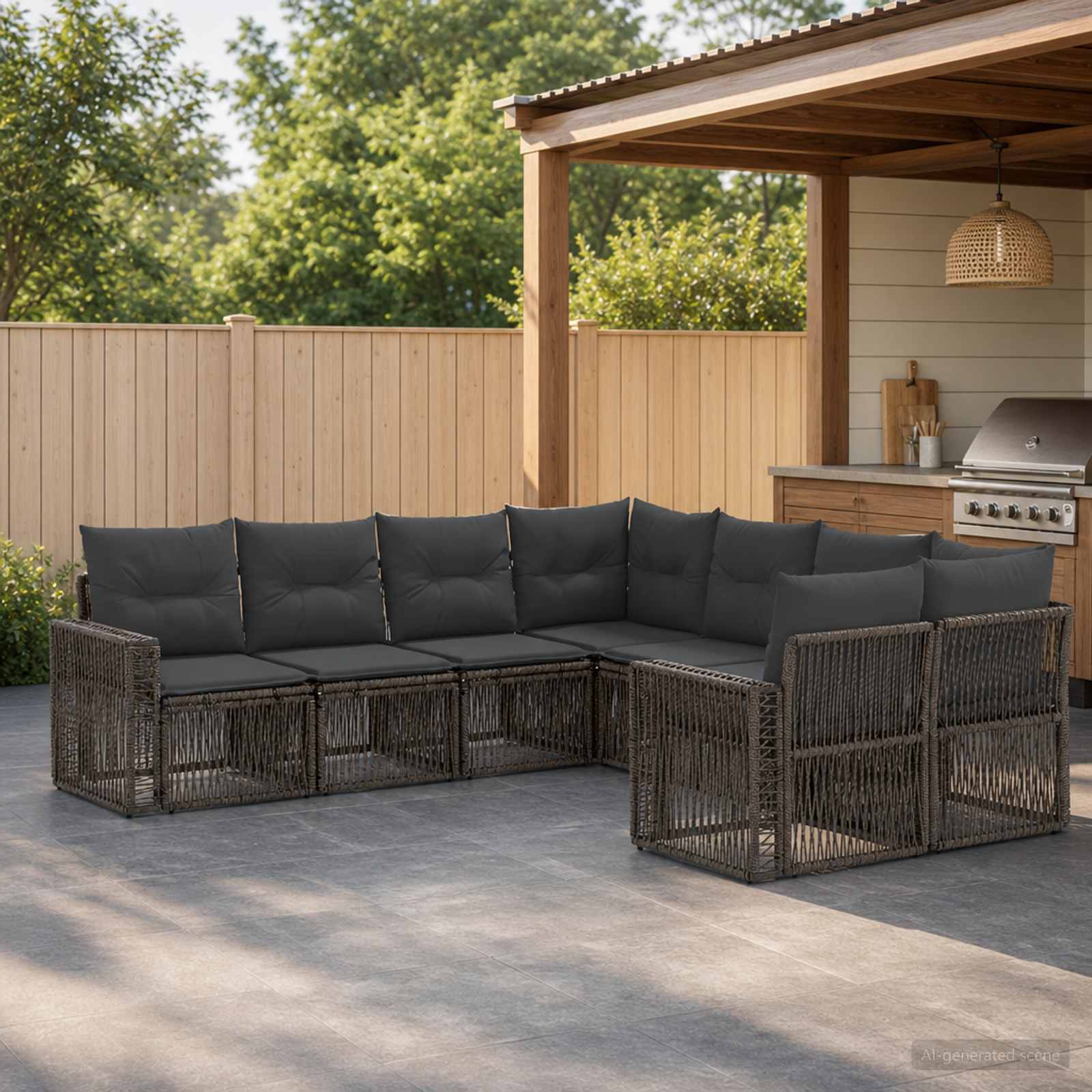 vidaXL Tuinbankenset 8 st 8-Aantal zitplaatsen Zwart en Cream Wit