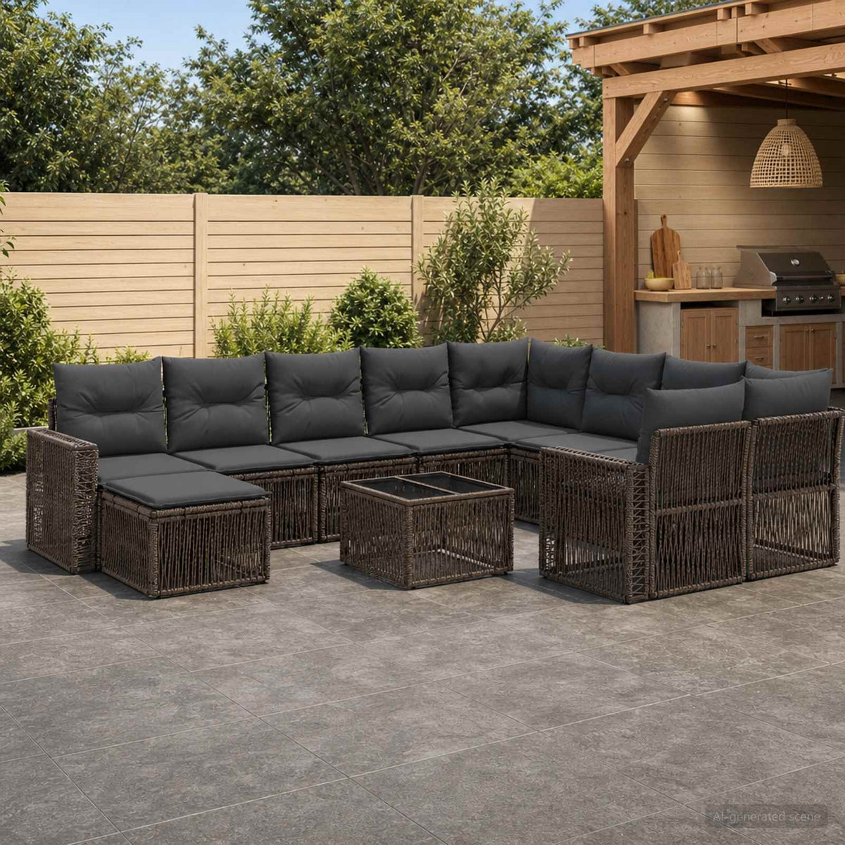 vidaXL Tuinbankenset 11 st Zwart poly rattan
