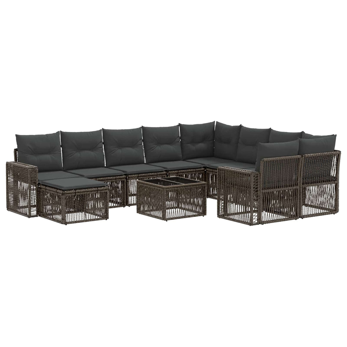 vidaXL Tuinbankenset 11 st Zwart poly rattan