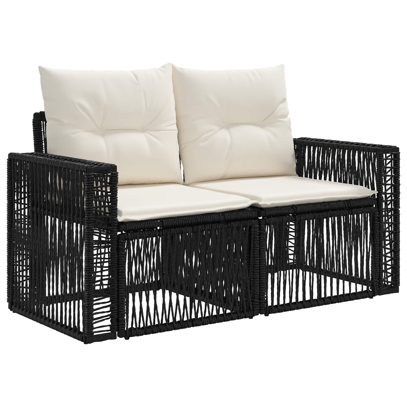 vidaXL Tuinbankenset 12 pcs Zwart en Cream Wit poly rattan