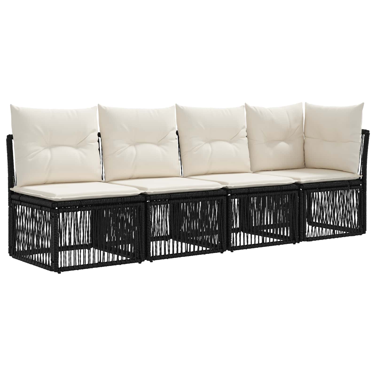vidaXL Tuinbankenset 12 pcs Zwart en Cream Wit poly rattan