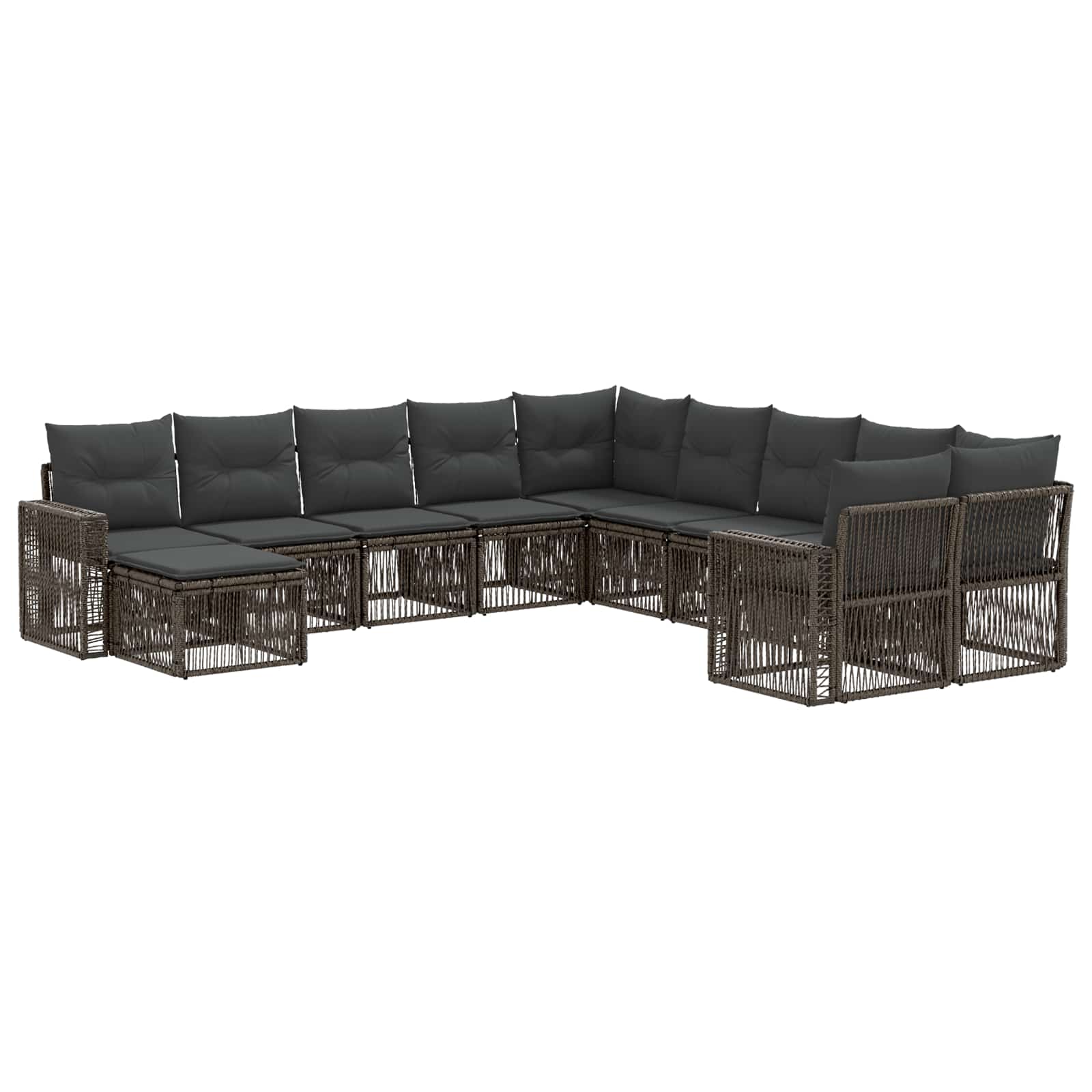 vidaXL Tuinbankenset 12 pcs Zwart en Cream Wit poly rattan