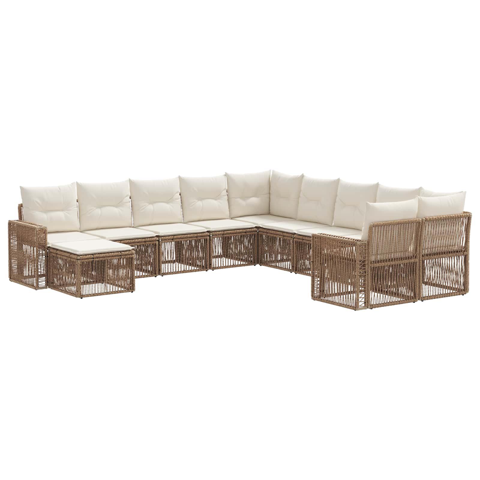 vidaXL Tuinbankenset 12 pcs Zwart en Cream Wit poly rattan