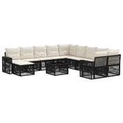 vidaXL Tuinbankenset 12 pcs Zwart en Cream Wit poly rattan