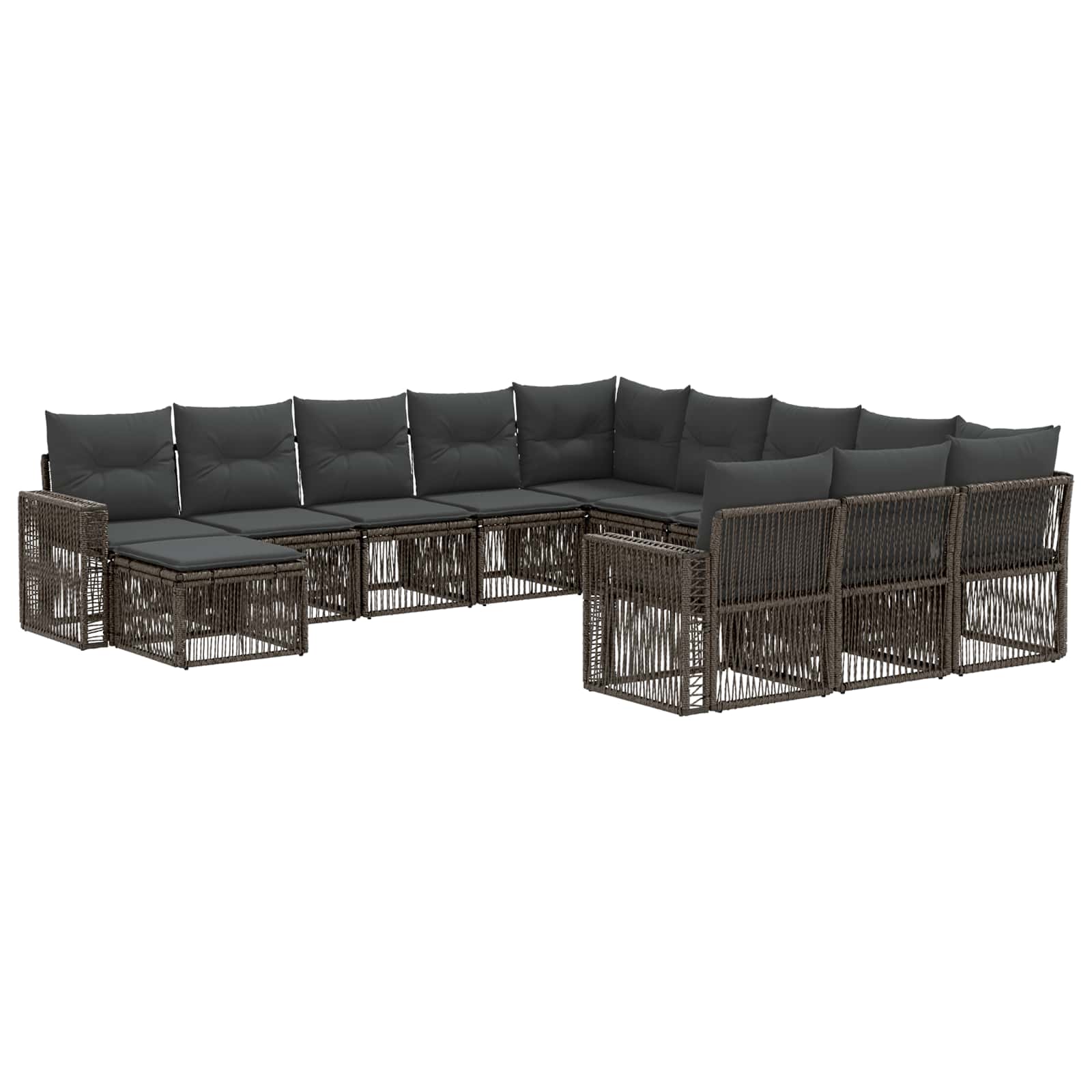 vidaXL Tuinbankenset 13 pcs Zwart en Cream Wit poly rattan