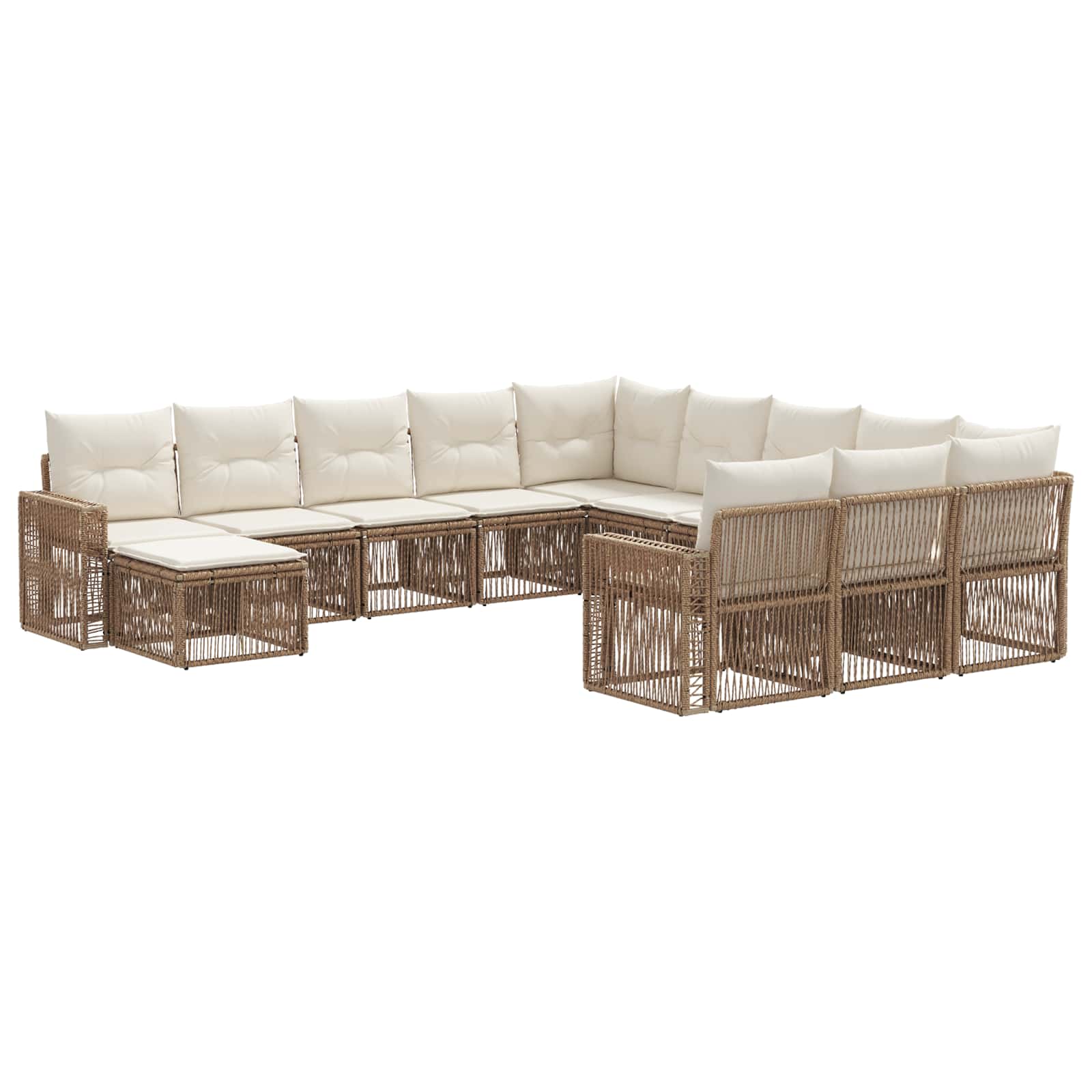 vidaXL Tuinbankenset 13 pcs Zwart en Cream Wit poly rattan