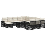 vidaXL Tuinbankenset 13 pcs Zwart en Cream Wit poly rattan