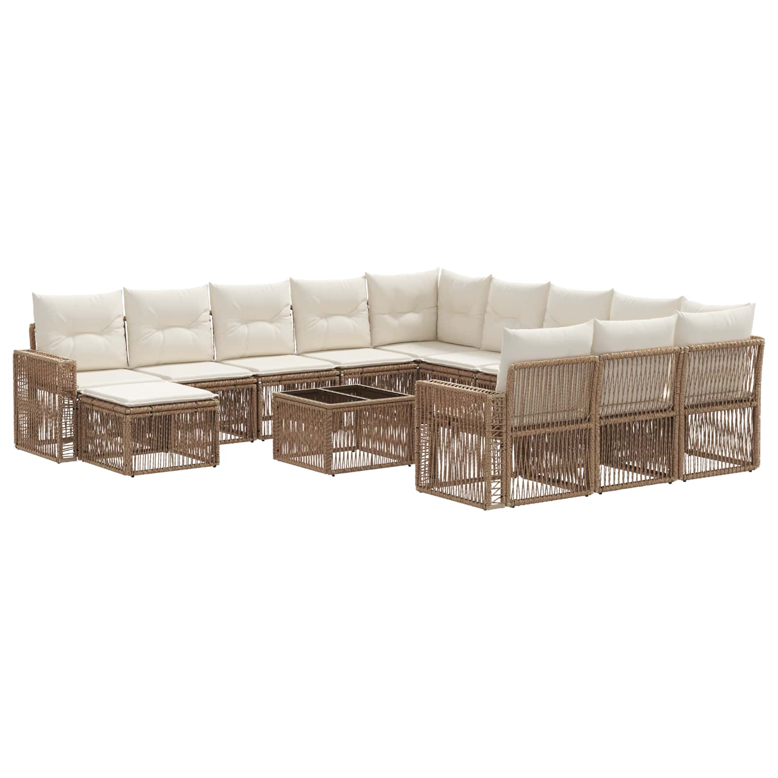 vidaXL Tuinbankenset 13 pcs Zwart en Cream Wit poly rattan