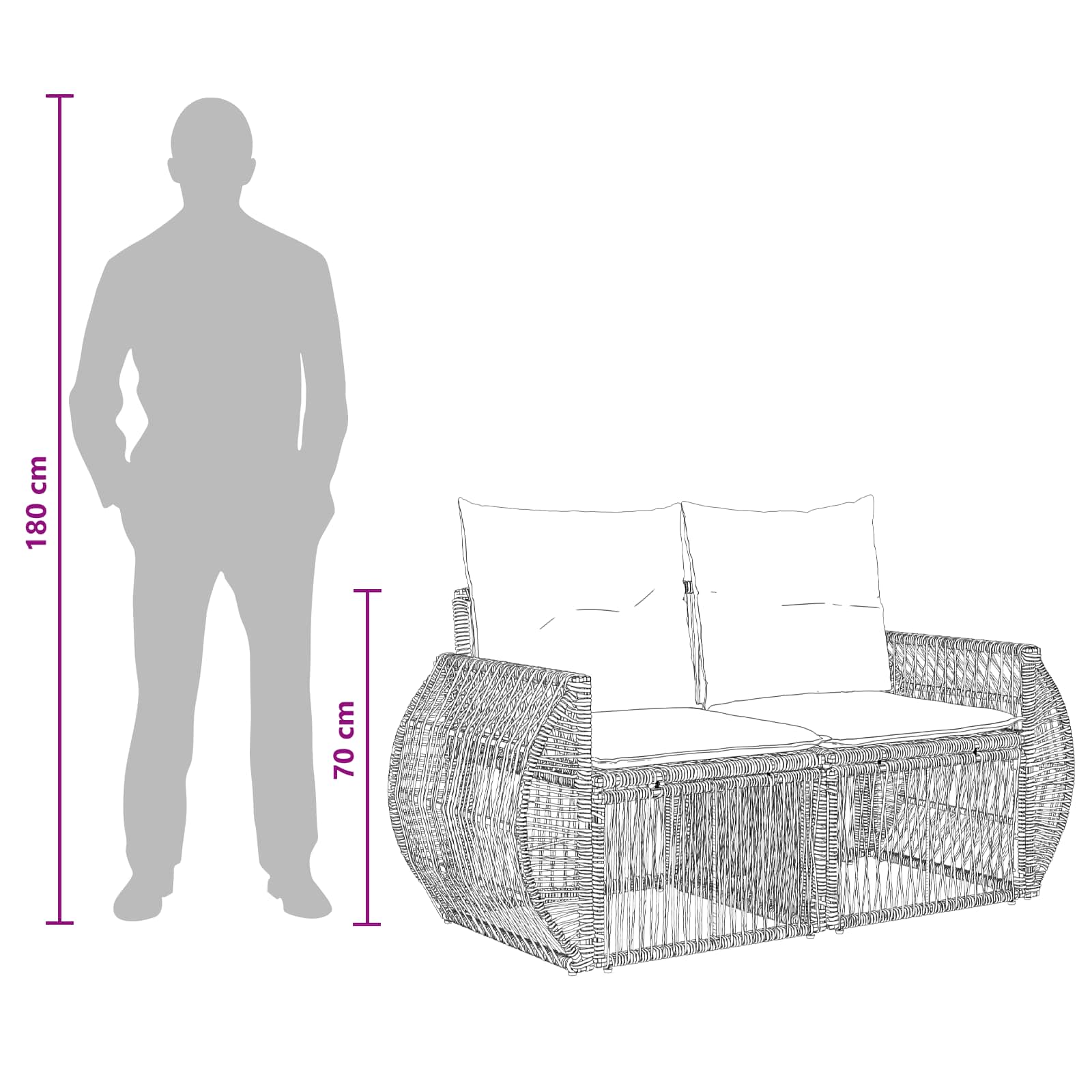 vidaXL Tuinbankenset 4 pcs Zwart en Cream Wit poly rattan