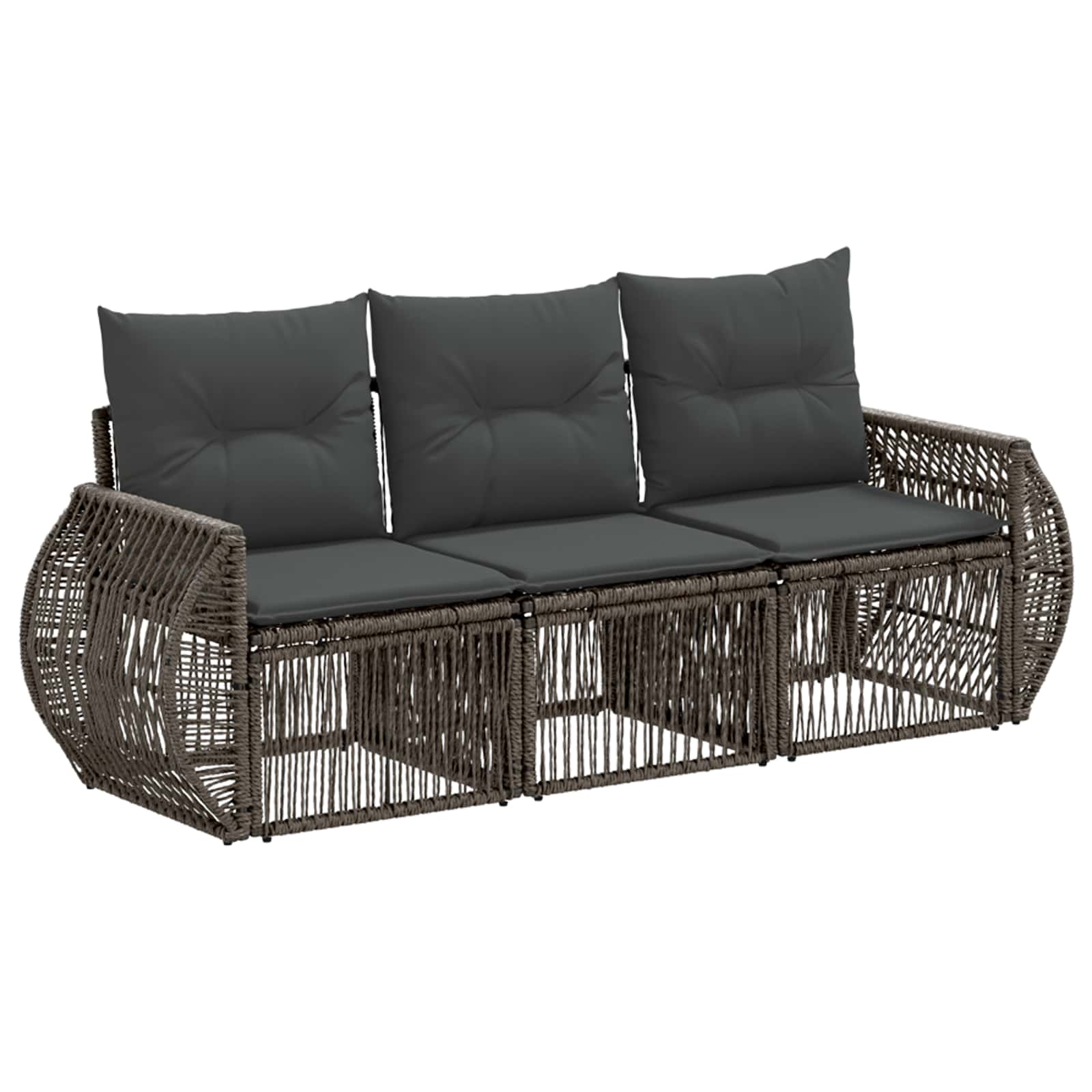 vidaXL Tuinbankenset 4 pcs Zwart en Cream Wit poly rattan