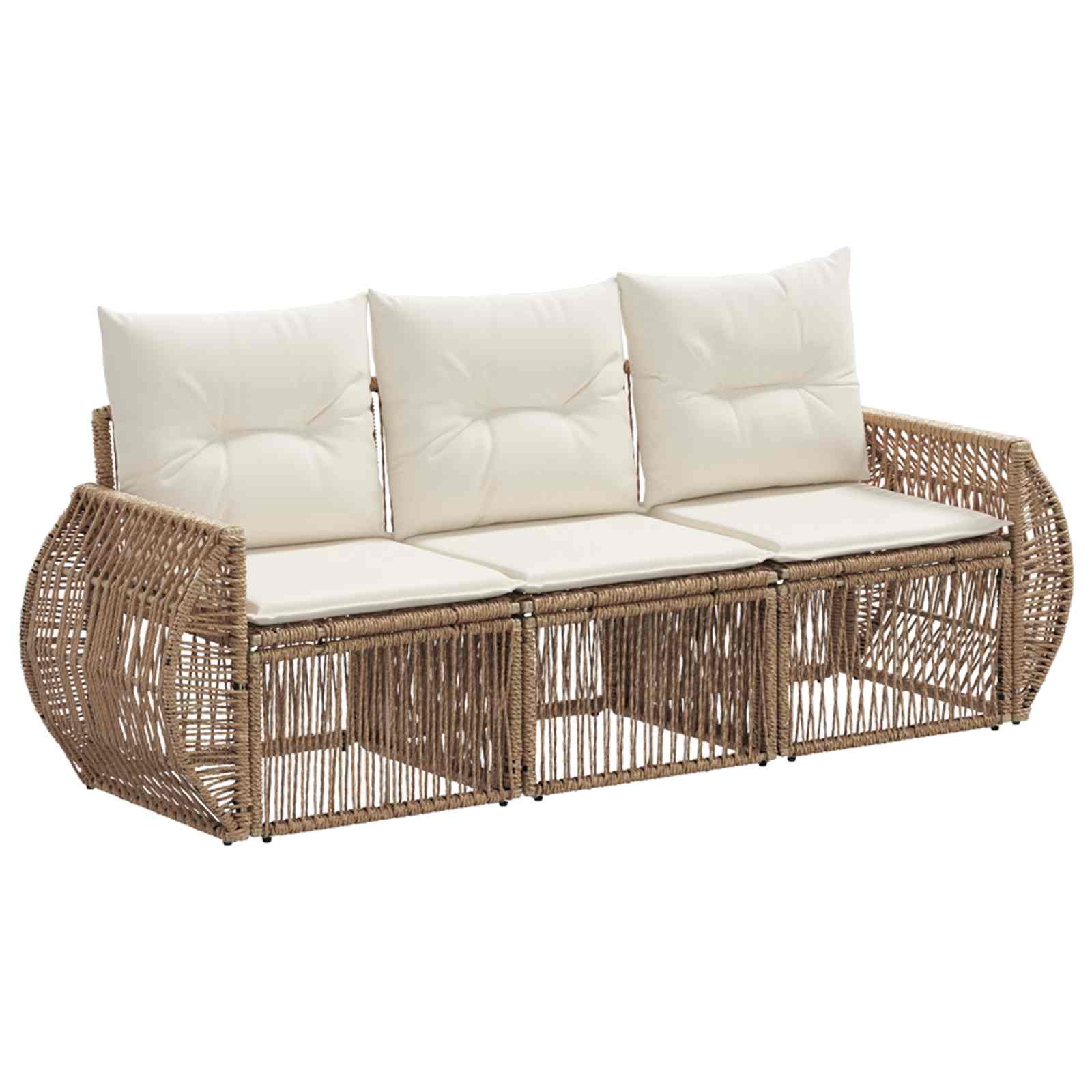 vidaXL Tuinbankenset 4 pcs Zwart en Cream Wit poly rattan