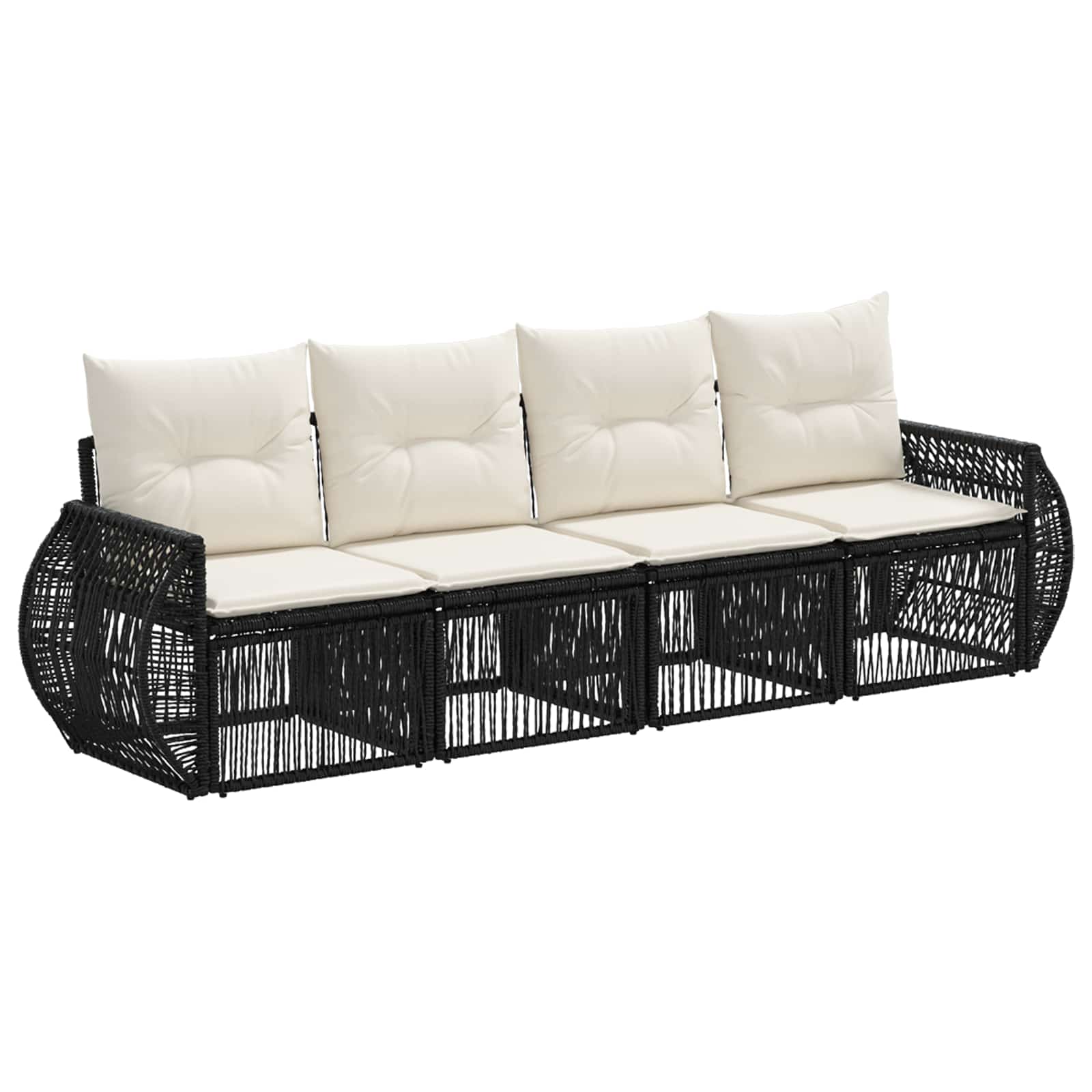 vidaXL Tuinbankenset 5 pcs Zwart en Cream Wit poly rattan