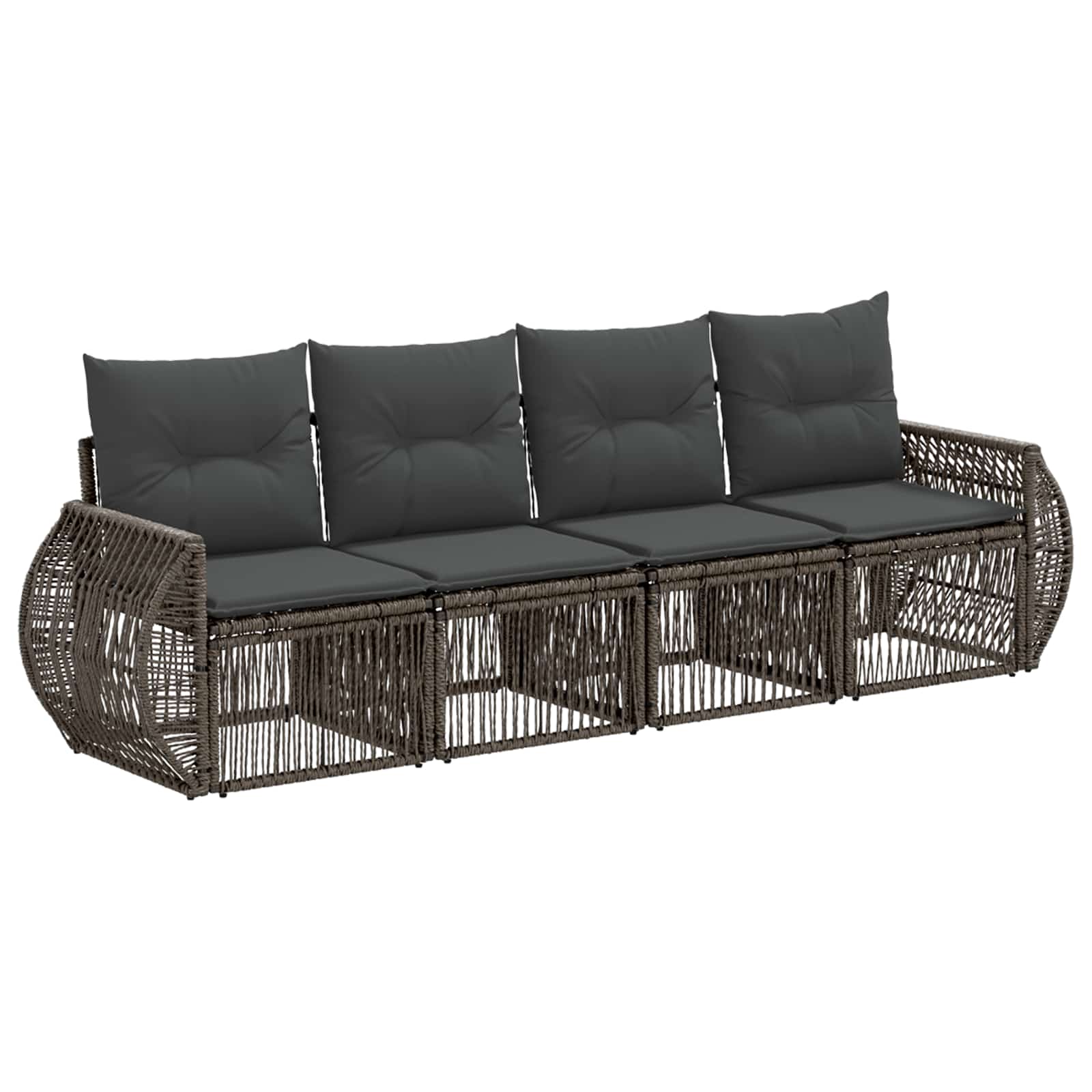 vidaXL Tuinbankenset 5 pcs Zwart en Cream Wit poly rattan