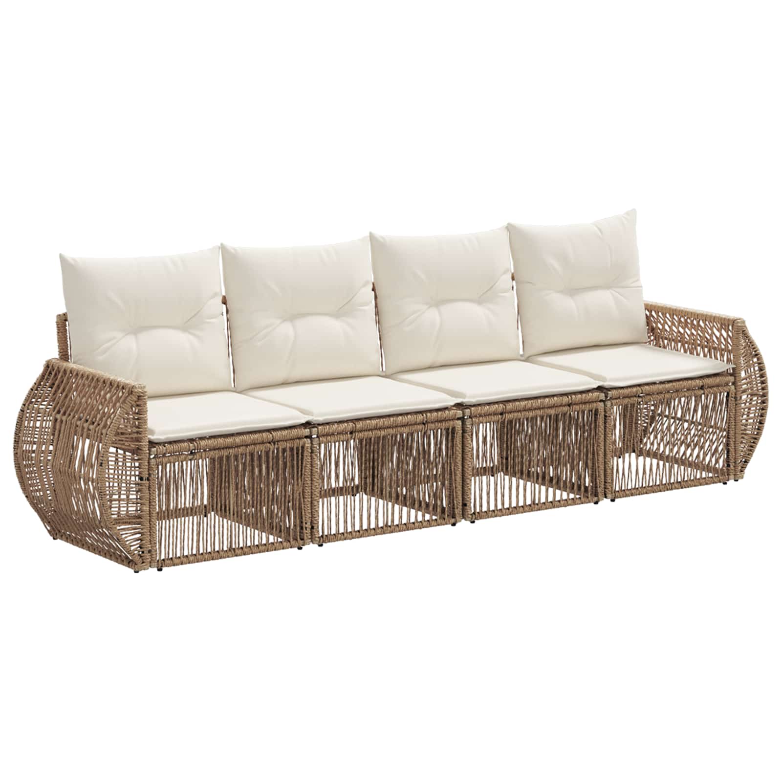 vidaXL Tuinbankenset 5 pcs Zwart en Cream Wit poly rattan