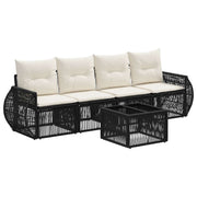 vidaXL Tuinbankenset 5 pcs Zwart en Cream Wit poly rattan
