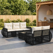 vidaXL Tuinbankenset 6 st Zwart poly rattan