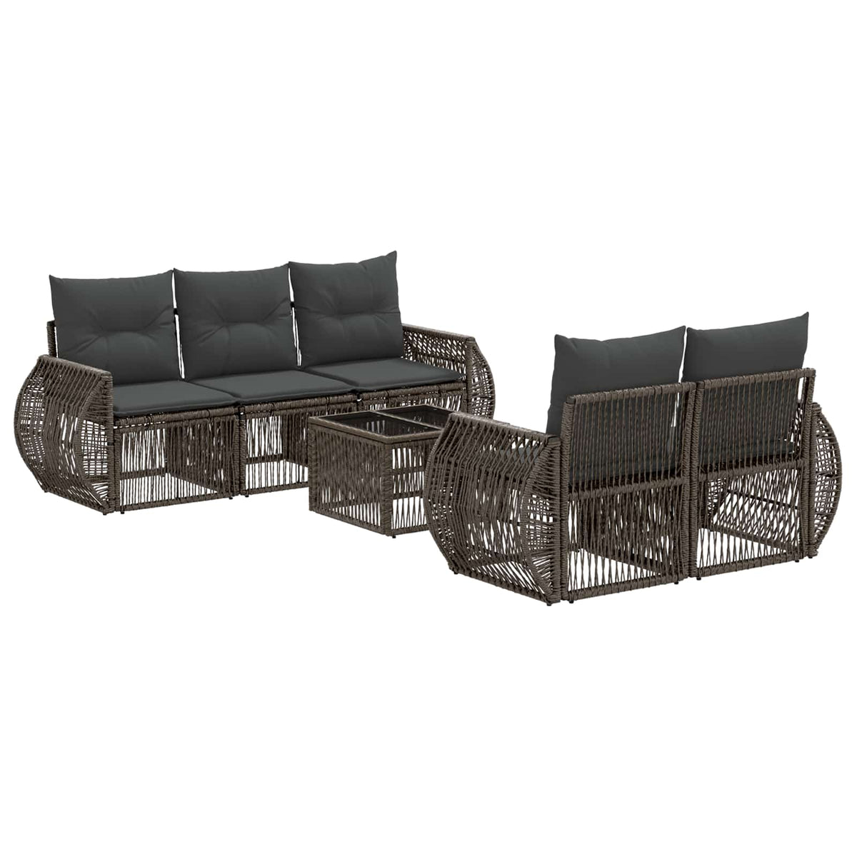 vidaXL Tuinbankenset 6 st Zwart poly rattan