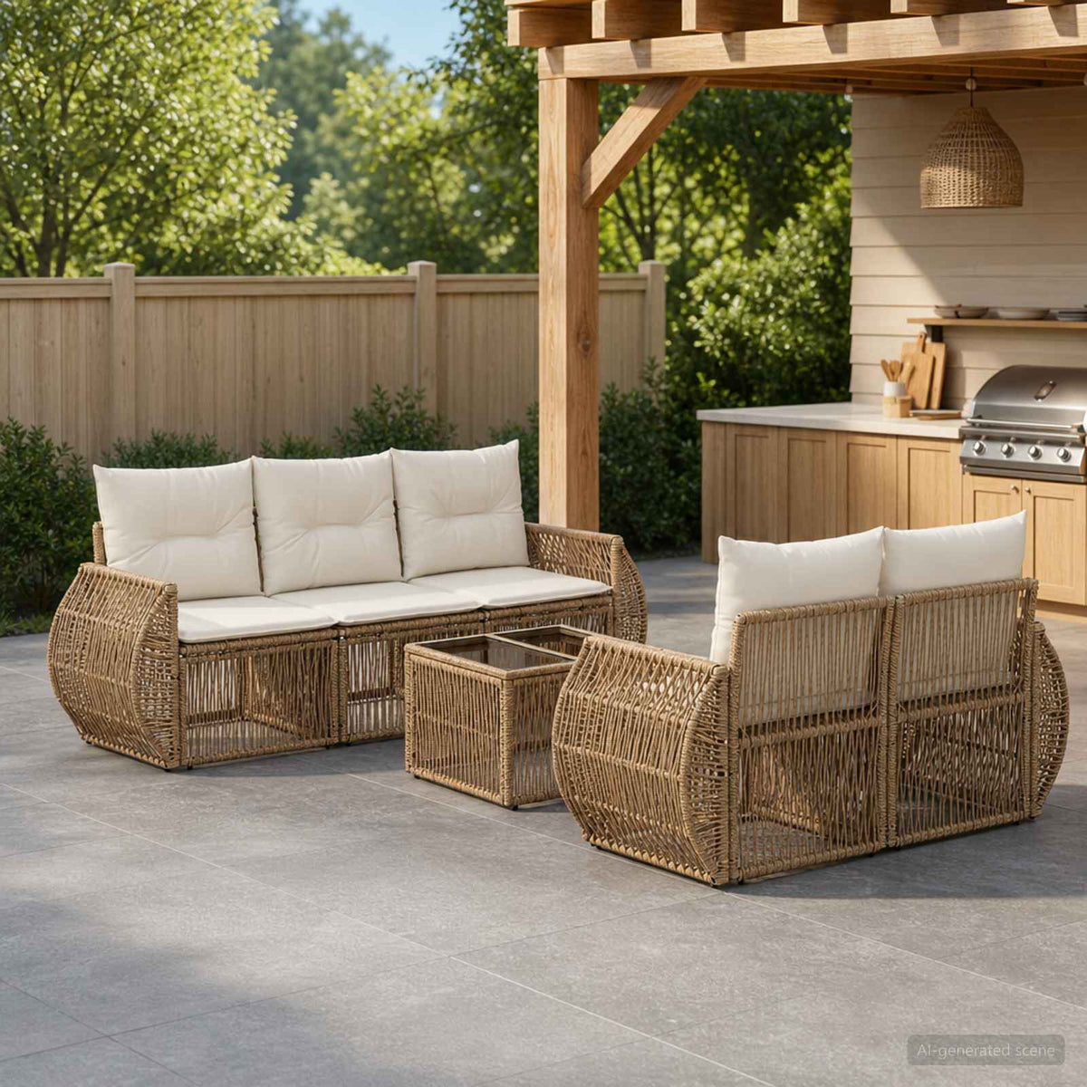 vidaXL Tuinbankenset 6 st Zwart poly rattan