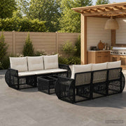 vidaXL Tuinbankenset 7 st Zwart poly rattan