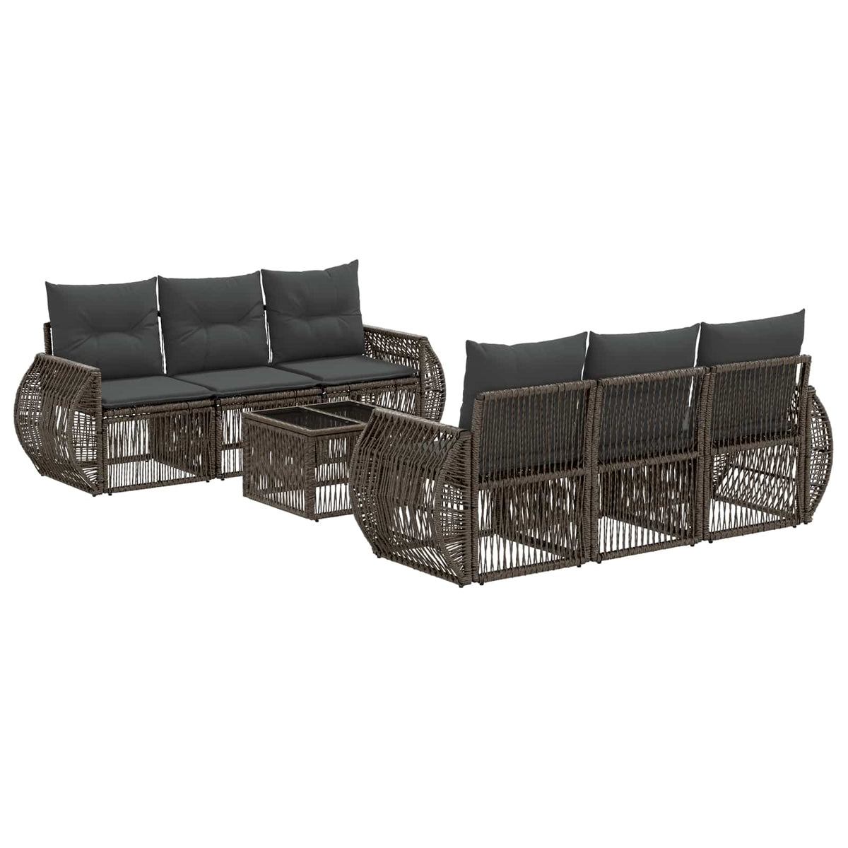 vidaXL Tuinbankenset 7 st Zwart poly rattan