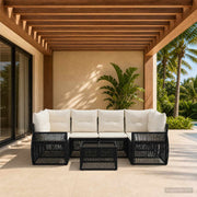 vidaXL Tuinbankenset 7 st Zwart poly rattan